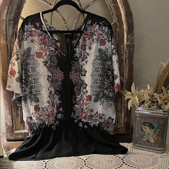 Lane Bryant Tops - Lane Bryant Black and White Floral Blouse